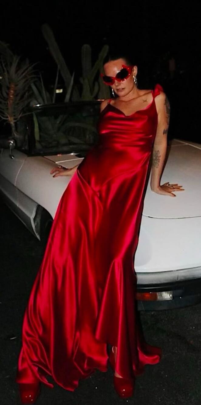 Bimba y Lola x Palomo Spain | NWT Red Satin Maxi Dress Cowl Neck Formal Gown M